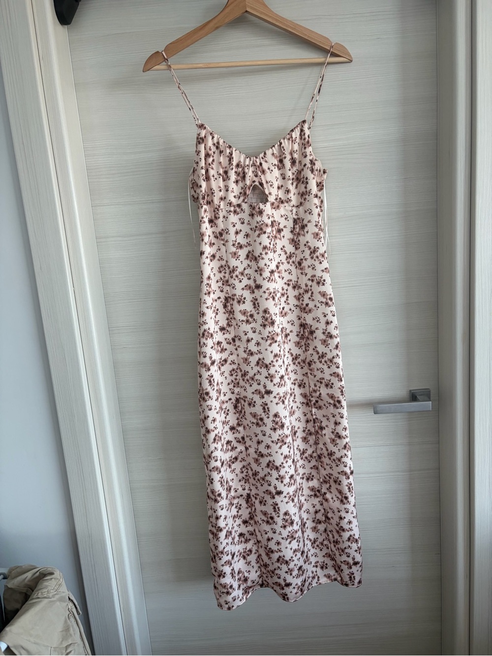 Floral Tie-Front Slip Dress in Blush